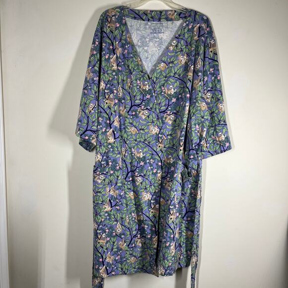 Vera Bradley Robe Womens 2XL/3XL "Hanging Around Sloth Purple" Pattern Tie Waist - Picture 15 of 16